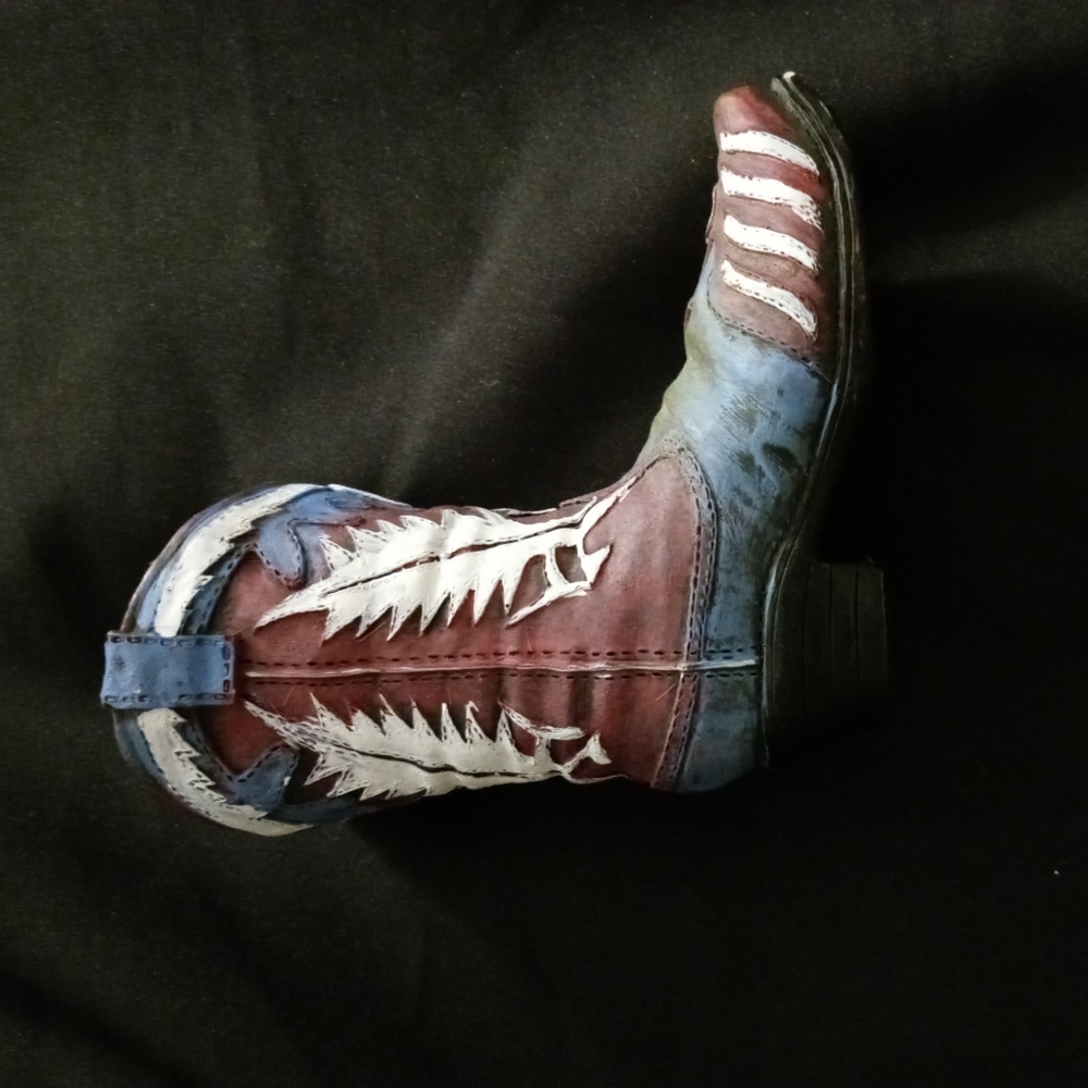 Hand painted heart shape cowboys boot. One piece. Size 0